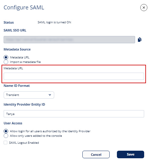 SAML-metadata-url