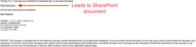 sharepoint scam including a sharepoint link on the page