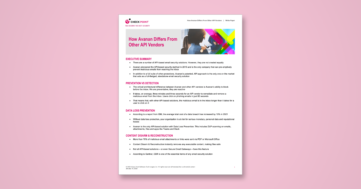 How Avanan Differs From Other API Vendors