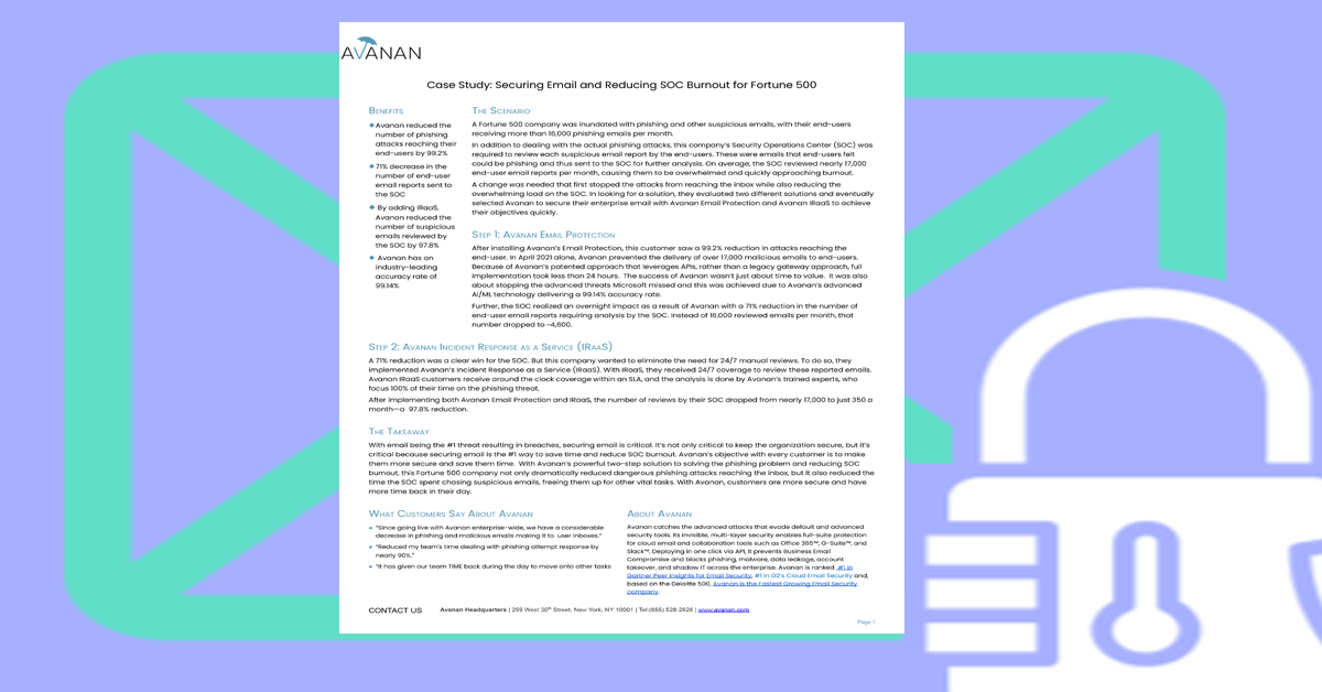 Securing Email and Reducing SOC Burnout for Fortune 500